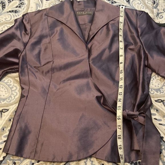 KateāHillĀ Purple Iridescent Silk Jacket in Womenās Size 2 Petite - Picture 4 of 6